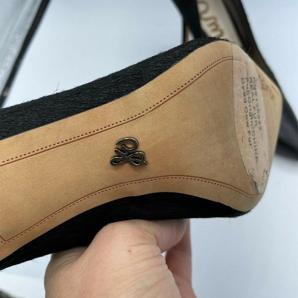 Sam Edelman Calf Hair Desiree Black Slip On Pointed Toe Stiletto Pump Heels 6.5M - Picture 7 of 9